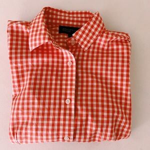 Jones New York Orange Gingham Button-Up